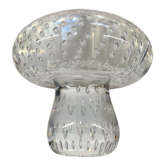Vintage Viking Art Glass Controlled Bubble Mid Century Mushroom Paperweight - Picture 3 of 3